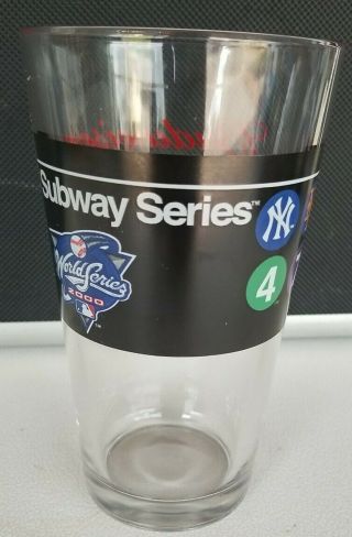 2000 World Series York Yankees Mets Subway Series Budweiser Pint Glass