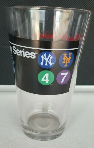 2000 World Series York Yankees Mets Subway Series Budweiser Pint Glass 2