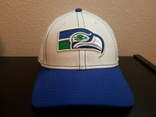 Nfl Seattle Seahawks Era 9forty White And Blue Retro Logo Snapback Cap Hat