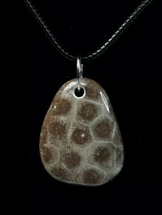 Ancient Michigan Red Petoskey Stone Polished Pendant Necklace Mi Rocks