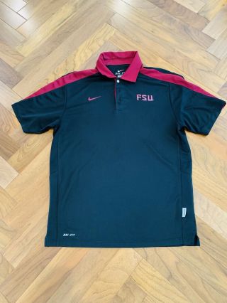 Nike Florida State Seminoles Polo Shirt Adult Black Dri Fit Fsu Mens Medium