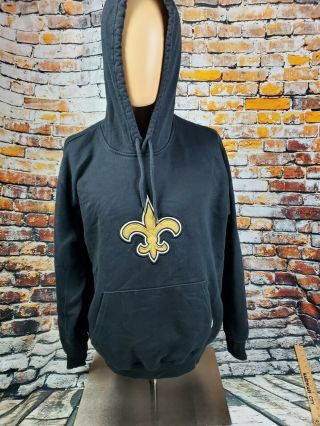 Nfl Orleans Saints Football Embroidered Black Hoodie Sz L