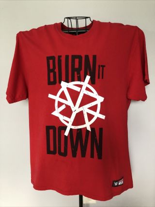 Men’s Wwe Authentic Wear Seth Rollins Burn It Down T - Shirt Size Xl Red