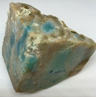 77.  1g Indonesian Blue Opalized Petrified Wood Rough Carving Stone 47x47x45.  6 Mm
