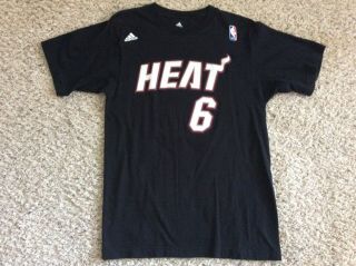 Lebron James Miami Heat Adidas Jersey/shirt Medium Black Cotton 6 Nba Champs