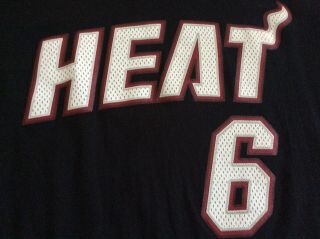 LEBRON JAMES Miami Heat adidas Jersey/Shirt MEDIUM Black Cotton 6 NBA Champs 3