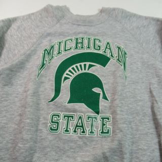 Vintage Michigan State Spartans Sweatshirt Heather Gray College Ncaa Usa Medium