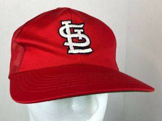 Vtg Yr Mlb St.  Louis Cardinals Logo Red Mesh Back Baseball Cap Hat,  Adjustible