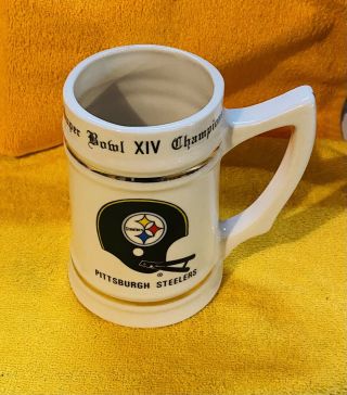 Vintage 1979 Pittsburgh Steelers Bowl Xiv Champions Ceramic Stein Mug