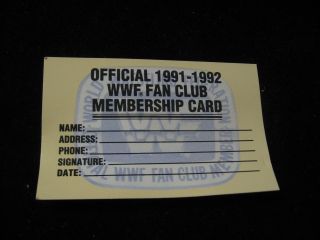 Official 1991 - 1992 Wwf Wrestling Membership Card Slightly Bent Stained