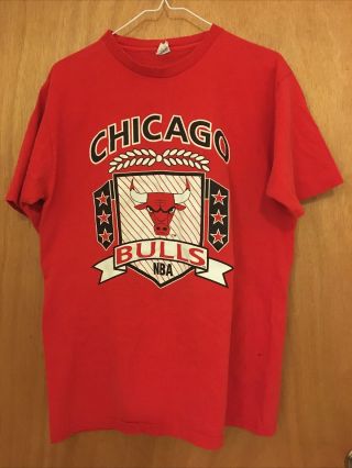 Vtg 1990s Chicago Bulls T Shirt Nba Logo Distressed Large