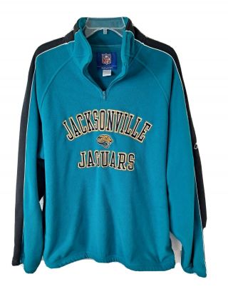 Nfl Reebok Jacksonville Jaguars 1/4 Zip Fleece Pullover Embroidered Men 