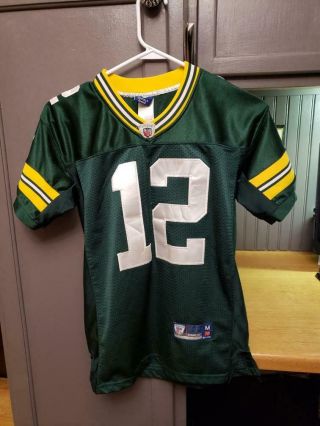Pre - Owned Nfl Green Bay Packers Qb Aaron Rodgers 12 Jersey Youth Size Medium