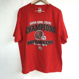 Vintage 2002 Tampa Bay Buccaneers Bowl Champions T Shirt Size Xl Red