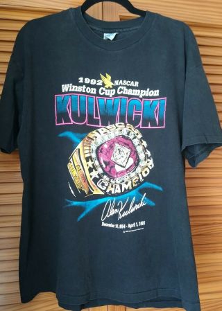 Vintage Alan Kulwicki Xlarge T - Shirt 1992 Nascar Winston Cup Champion Pre - Owned