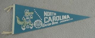 1971 Unc North Carolina Tar Heels Gator Bowl Pennant Unsold Concessions Stock