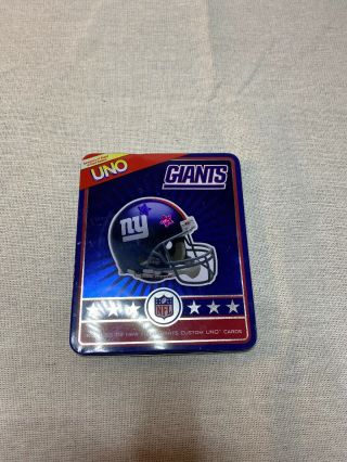 York Giants Uno Card Game In Collectible Tin Box,  One Card Missing