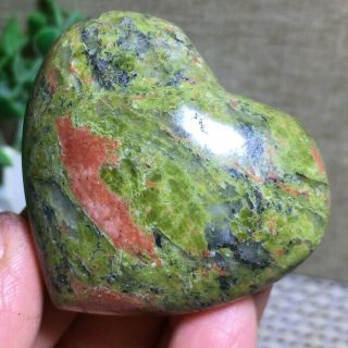 Natural Unakite Crystal Heart Shape Gem Polished Healing Stone 72g A2755