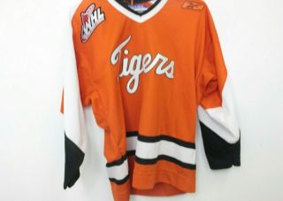 Vintage Medicine Hat Tigers Whl Hockey Jersey Youth Xl Reebok Orange
