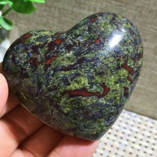 Natural Dragon Blood Crystal Heart Shape Gem Polished Healing Stone 81g A2905