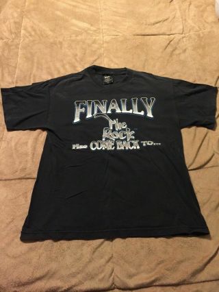 Vintage Wwf Wwe Finally The Rock Has Come Back To Cleveland Shirt Sz L