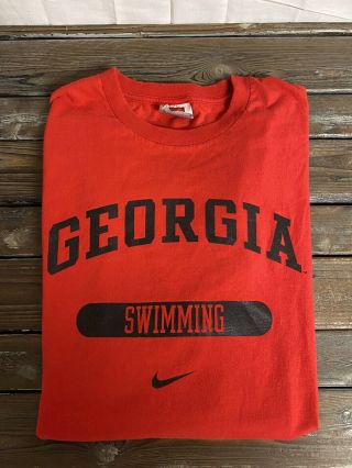 Mens Nike Team University Of Georgia Swimming Swim T - Shirt Size Xl Uga Bulldogs