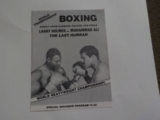 Muhammad Ali Vs Larry Holmes Boxing Program Cassius Clay Fight Nr