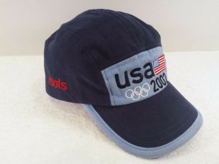 2002 US WINTER OLYMPICS Team Cap Hat Roots Official Outfitter Blue Adjustable 2