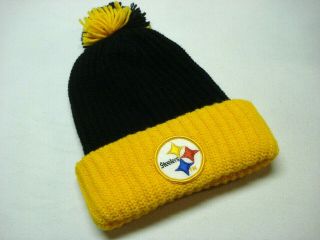 Vintage Nfl Pittsburgh Steelers Knit Winter Pom Beanie Ski Hat Adult / Mens Osfa