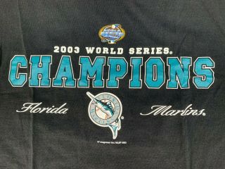 Florida Marlins MLB World Series Champions 2003 T - Shirt Mens L Black Cotton 2