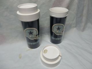 2 Vintage 1976 Dallas Cowboys Football Nfl Thermo Serv Cups,  Travel Mugs,  7 " Lid