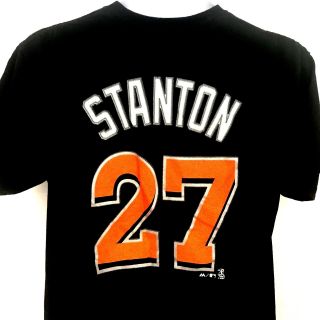 Giancarlo Stanton Jersey T Shirt Miami Marlins Mlb Black Majestic Mens Medium