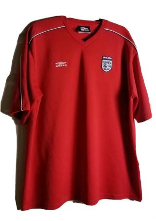 Vintage Umbro England Football Three Lions Short Sleeve Shirt Red Men 
