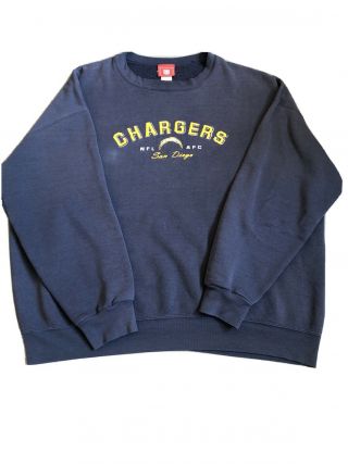 Vintage 90’s San Diego Chargers Nfl Afc Navy Blue Sweatshirt Size Xl Crewneck