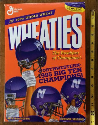 Wheaties Northwestern Nu Wildcats Football Ncaa 1995 Big 10 Champs Cereal Box