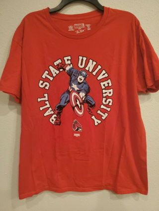 Mens Ncaa Ball State Cardinals Marvel Captain America T Shirt Size Large