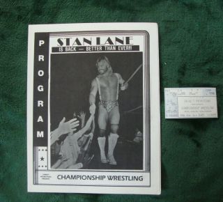 Championship Wrestling Program August 1985 Mid - South Coliseum Memphis Tn Ticket