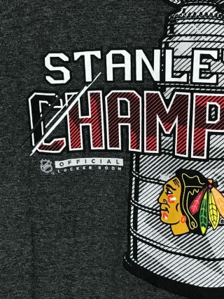 NHL Chicago Blackhawks Stanley Cup Champions Mens XL Reebok Gray 2015 T Shirt 3