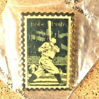 Babe Ruth Metal Stamp Lapel Pin Ny York Yankees Hall Of Fame Star