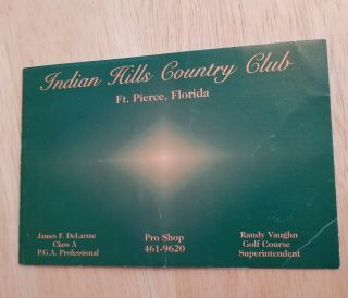 Vintage Indian Hills Country Club Ft Pierce Florida Golf Score Card Pga Pro Shop