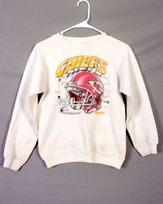 Vtg 80s 90s Team Nfl Kansas City Chiefs Sweatshirt Football Helmet Youth L