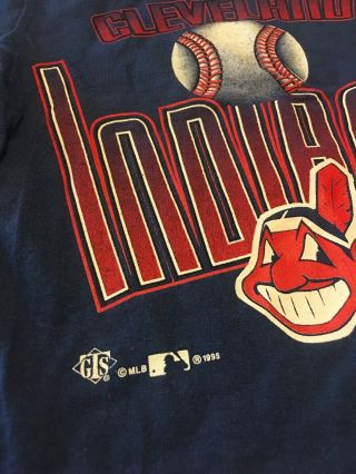 Vintage 1995 Cleveland Indians Chief Wahoo T - shirt Youth Small (S) 2