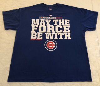 Chicago Cubs May The Force Be With Blue Xl T - Shirt 2015 Post Season Star Wars