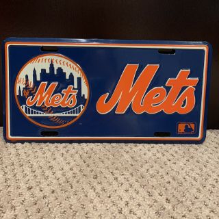 Vintage York Mets Mlb License Plate Collectible