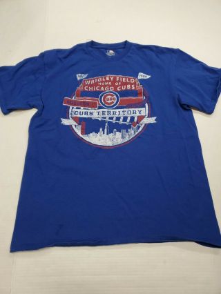 Chicago Cubs Men’s Wrigley Field Territory Blue T - Shirt Large