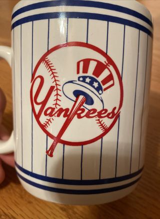 Vintage York Yankees Coffee Mug Pinstripe Mlb Licensed Cup Logo