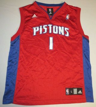 Nba Detroit Pistons Chauncey Billups 1 Jersey Youth L Large 14 - 16 Adidas Red