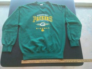 Green Bay Packers Sweatshirt Nfl Riddell Embroidered Sweatshirt Large Game Day
