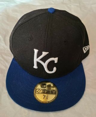 Era Mlb Kansas City Royals Black Blue 59fifty Fitted Hat Newera 7 3/8