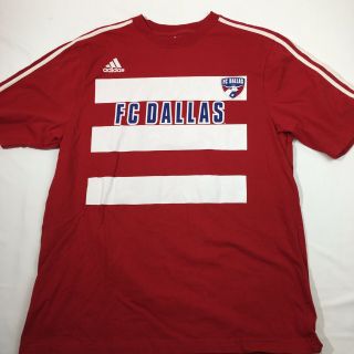 Adidas Fc Dallas Soccer Red Jersey T - Shirt White Stripes Men’s Sz M Hernandez 2